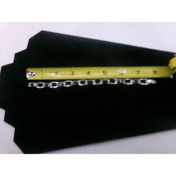 VINTAGE STERLING SILVER & ONYX BRACELET Oval Link Chain link clasp closure - Picture 12 of 16